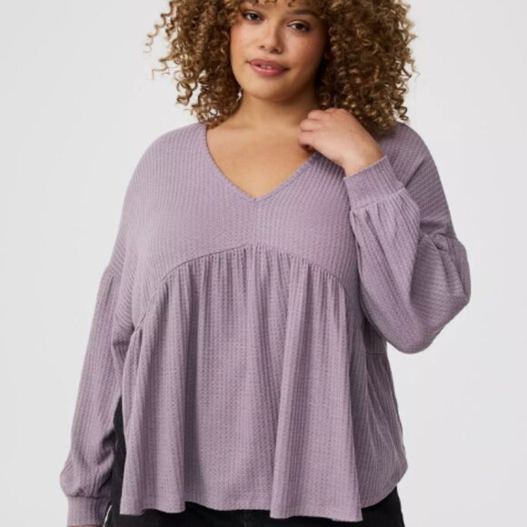 torrid Tops - Torrid Lilac Waffle V neck Sz 0 BNWT